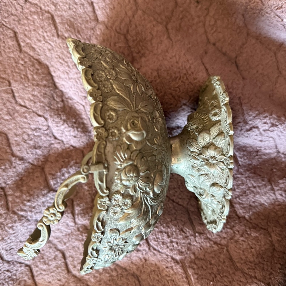 Antique Silver Decorative stamped Bridal Basket